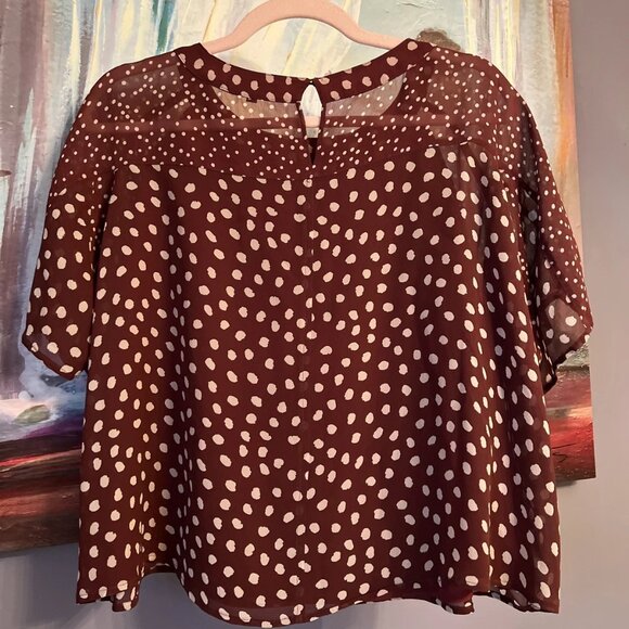 Madewell 100% Silk Prose Top in Burgundy Paintdot Brush S - Picture 4 of 6